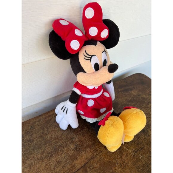 Disney Minnie Mouse Plush Doll In Red Polka Dot Dress 12" Vintage Stuffed Toy K3 - Picture 2 of 4